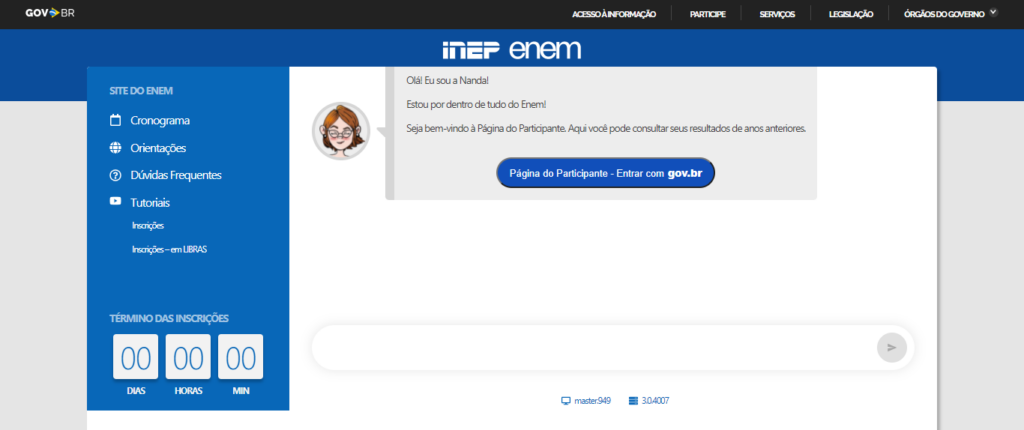 Página do Participante ENEM 2023: Como Acessar? (enem.inep.gov.br)