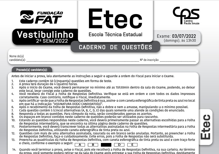 ETEC 2023 → Edital, Provas, Resultado【VESTIBULINHO】