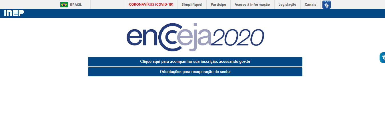 Página do Participante Encceja 2023