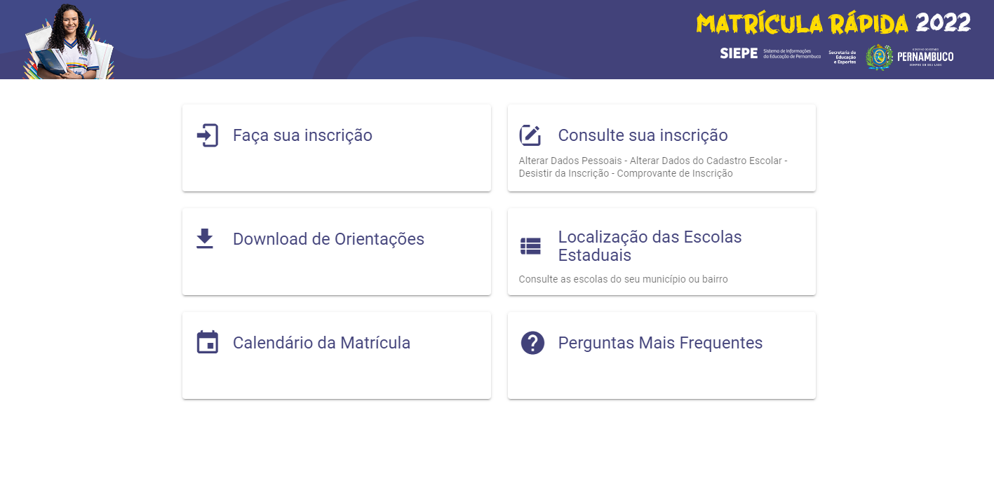 Matrícula Online Pernambuco 2023