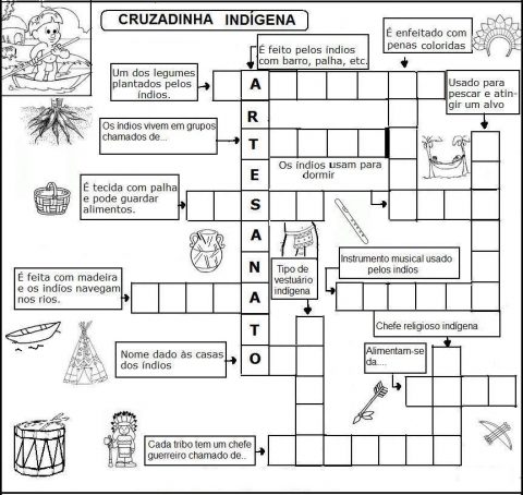Palavras-cruzadas cultura indígena