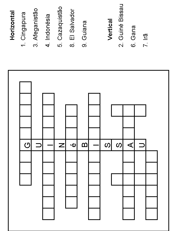 Palavras cruzadas: nível difícil