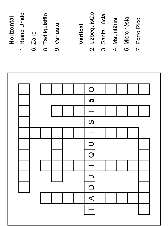 Palavras cruzadas: nível difícil