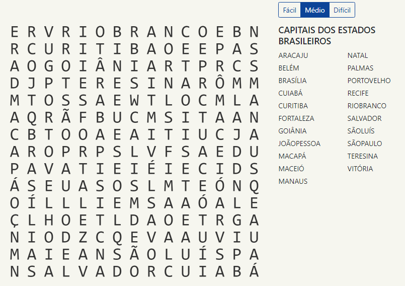 5 Caça-Palavras Temáticos para se Imprimir (Dificuldade Média)