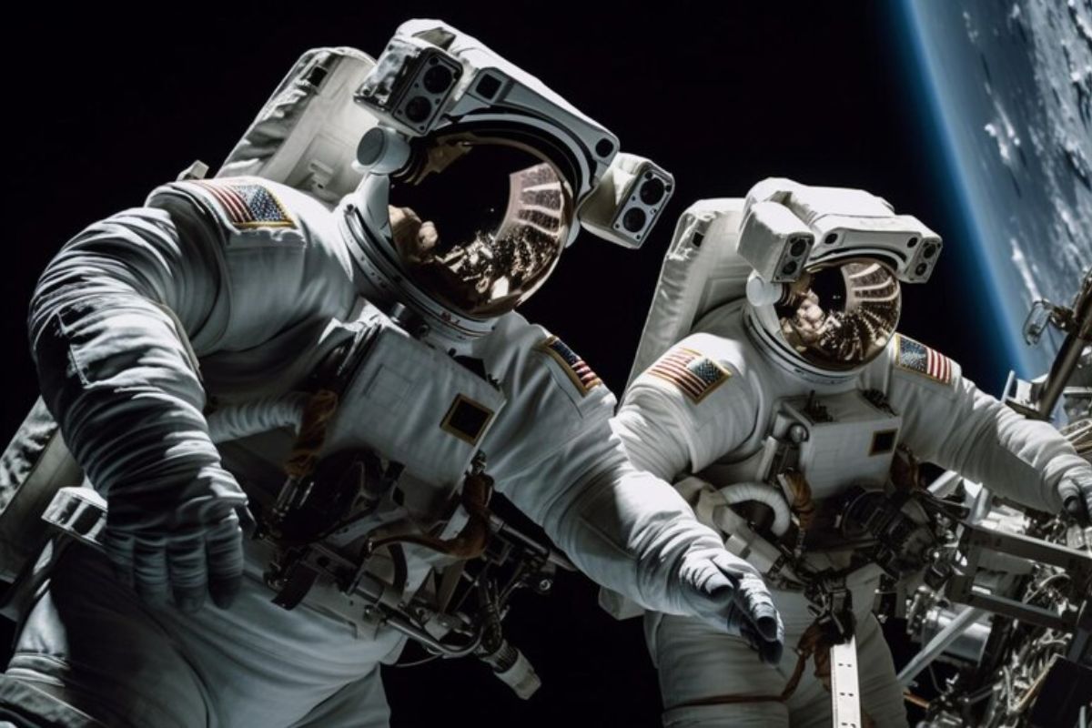 Dois astronautas no espaço