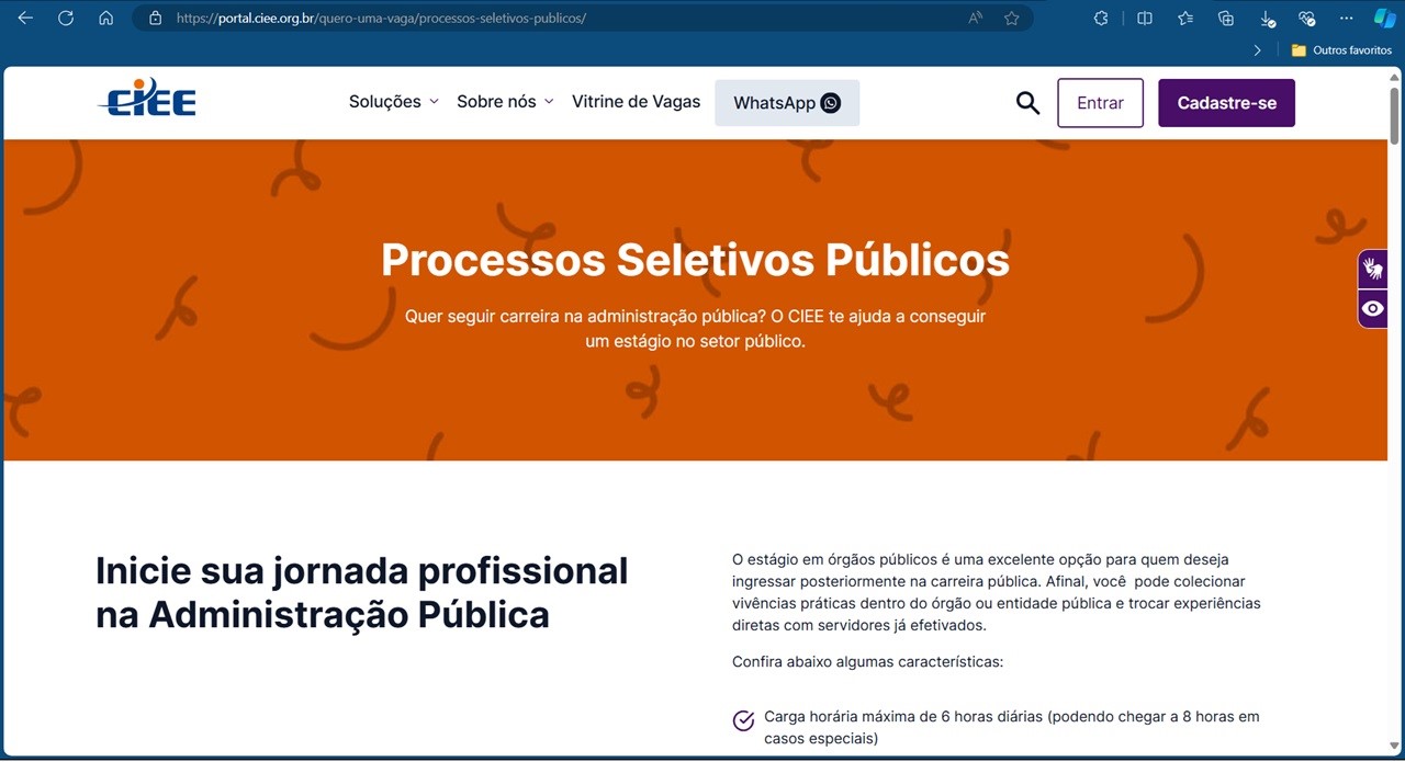 Portal de Processos Seletivos Públicos do CIEE 